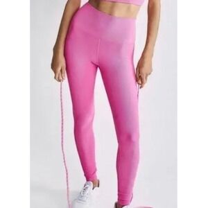 LoveShackFancy‎ x Beach Riot Women's XS Pink High Rise Ribbed Leggings Yoga Gym